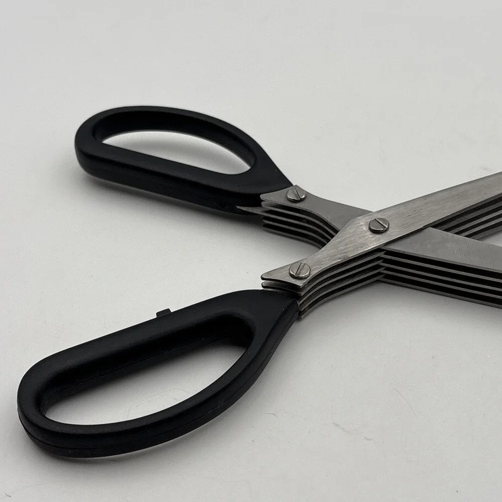 5 Blade Herb Scissors Shredder Black Kitchen Tool for Herbs and Vegetables